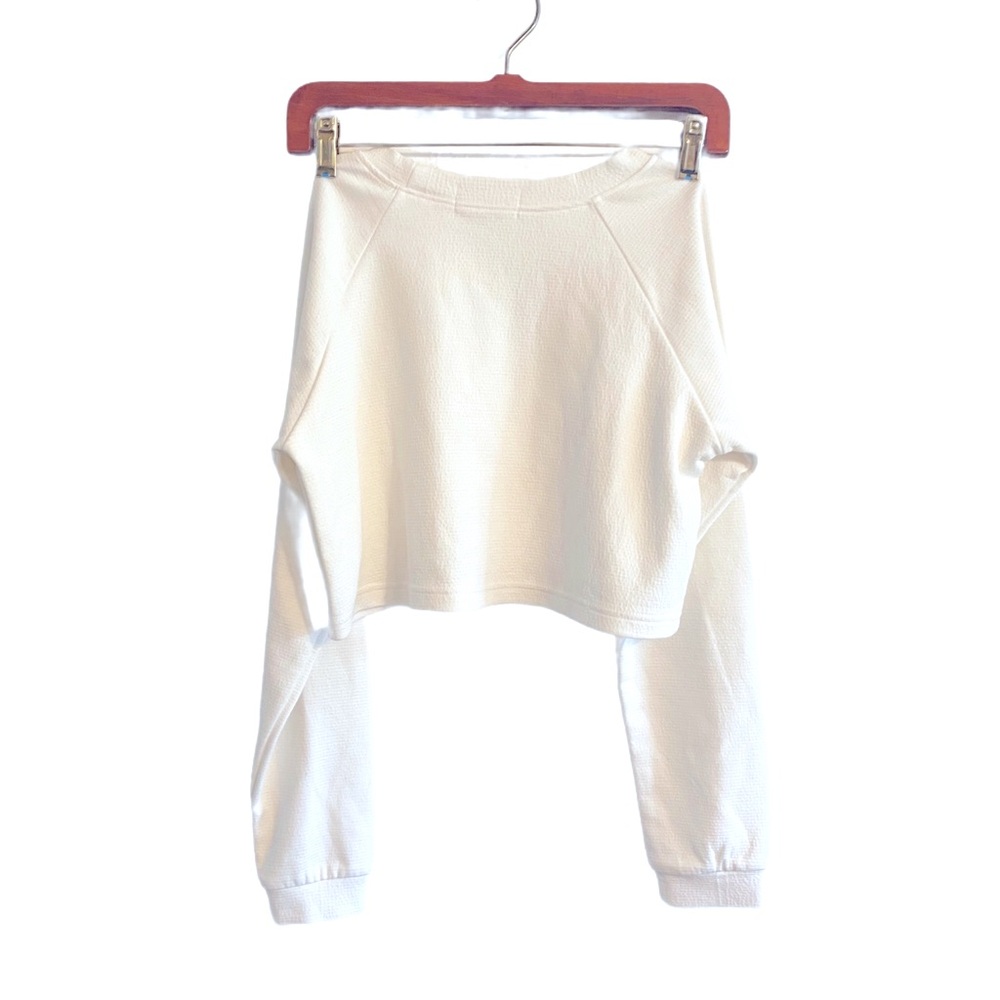 Avocado White Women's Long Sleeve Cropped Sweatshirt Size S - Picture 3 of 5
